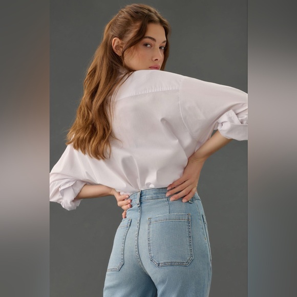 NWT - ASKK NY - Sailor High-Rise Crop Wide-Leg Jeans - Water Street - 29 - Picture 2 of 7